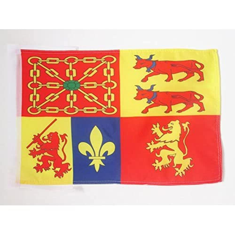 AZ FLAG - French Department of Pyrénées-Atlantiques Flag - 18'' x 12'' - 100% Polyester Pyrenean Small Banner with Two Cords - Fade Resistant - Vivid Colors - 18x12 in - 45x30 Cm — image 1