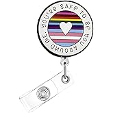 LGBTQ Badge Reel,Rainbow Heart Acrylic Badge for ID Card Badge,Telescoping Retractable Badge Holder Alligator Clip Accessories for Nurse,Medical Worker,Nursing Student,Teacher