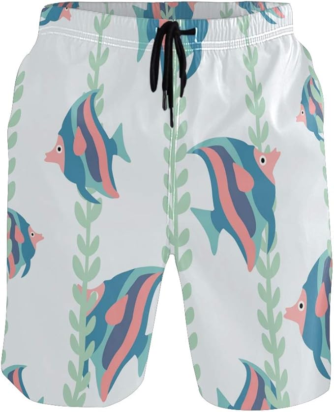 Sinestour Mens Swim Trunks Cactus Plants Hat Summer Boardshorts with