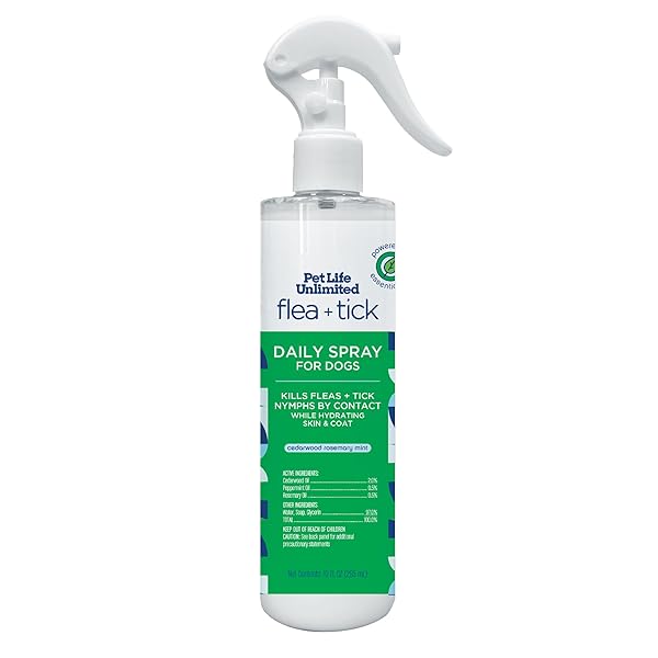 PET LIFE UNLIMITED FLEA & TICK SPRAY FOR DOGS – PLANT-BASED DAILY PROTECTION WITH ESSENTIAL OILS, MADE IN USA, 10OZ (PACK OF 1)