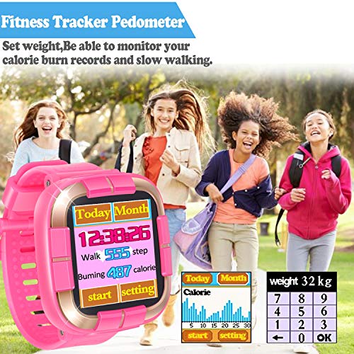 1.5 "Touch Kids Game Smart Watch [Walkie Talkie Edition] for Ages 3-12 Boys Girls Toddlers Digital Wrist Watch with Camera Pedometer Alarm Kids Electronic Learning Toy Birthday Gift-Pink - Thumbnail 3