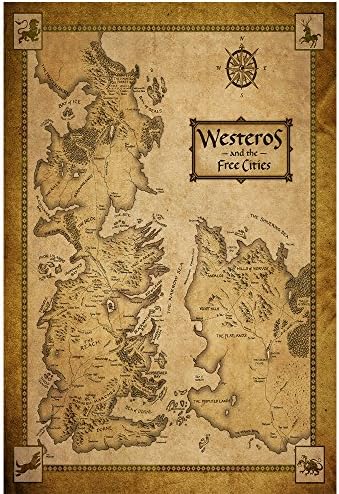 LPStar Game of Thrones Poster Westeros Map on Silk Wall Decor Decals Murals Home Decoration ART SILK FABRIC 20x28 inch GOT