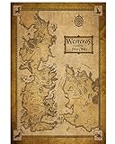 LPStar Game of Thrones Poster Westeros Map on Silk Wall Decor Decals Murals Home Decoration ART SILK FABRIC 20x28 inch GOT