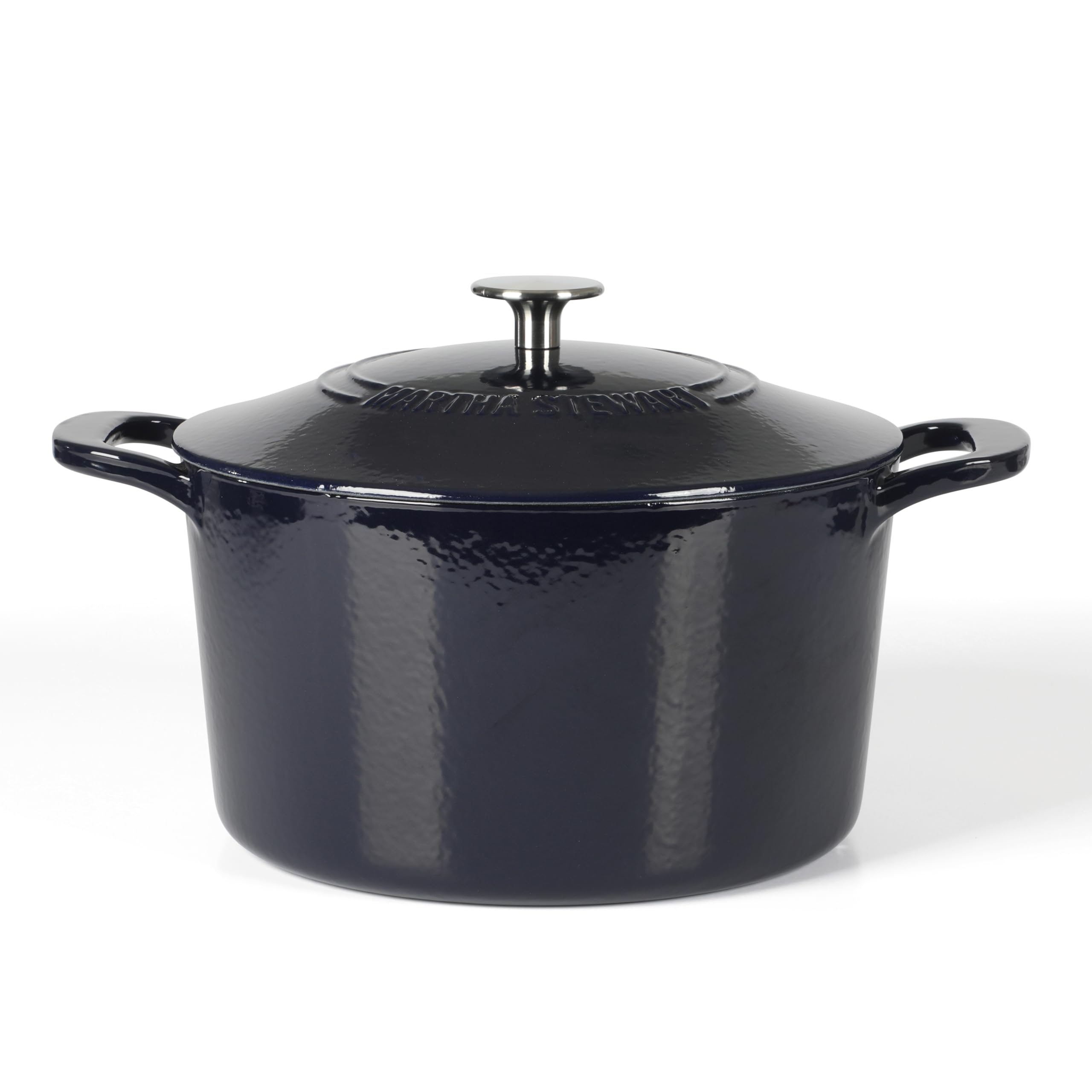 Martha Stewart Gatwick 7 QT Enamel Cast Iron Dutch Oven – Navy Blue, Heavy-Duty Durable Dutch Oven for Slow Cooking, Braising, and Baking Image
