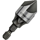 CONQUER 5 Flute Metal Countersink Drill Bit, 1/4" Hex Shank, 1/8"-3/4" | 87 Degree Angle, Metric Equivalent 3-19mm, Burr Removal &amp; Deburring, Fits Handheld/Stationary Drills, Alloy Steel