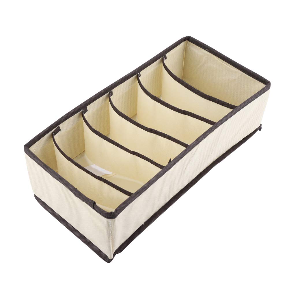 Fydun The Storage Organizer Portable Foldable Divider Storage Box Case Container Safe and Non Odorless for Bra Underwear Sock (Beige)(Beige 6)
