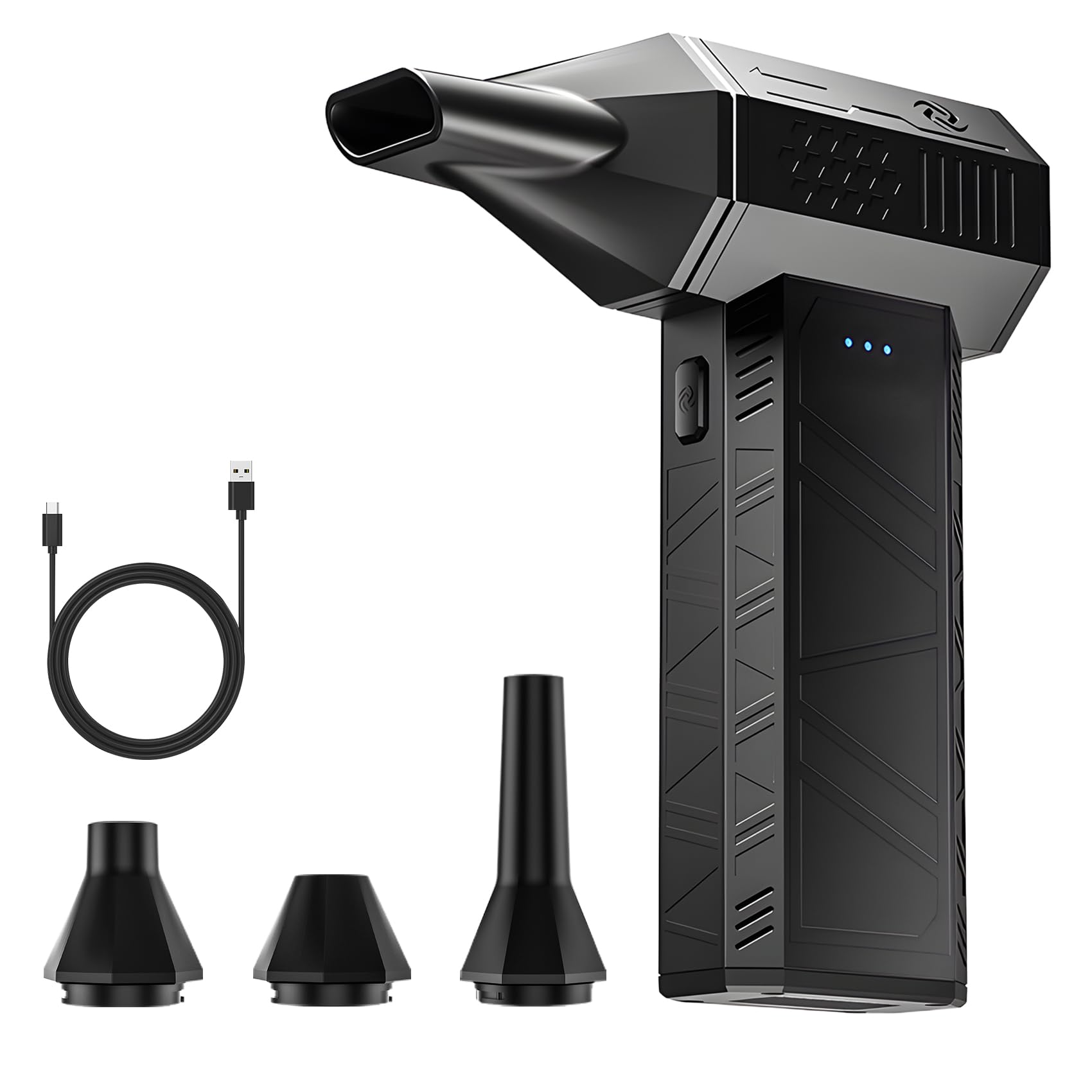 Elektrische Staubgebläse,110000RPM Electric Air Duster Cordless, 3-Gang einstellbare Mini-Gebläse mit Akku, 5.000 mAh wiederaufladbarer Akku, Mini-Format, mit 4 Düsen und Überhitzungsschutz.
