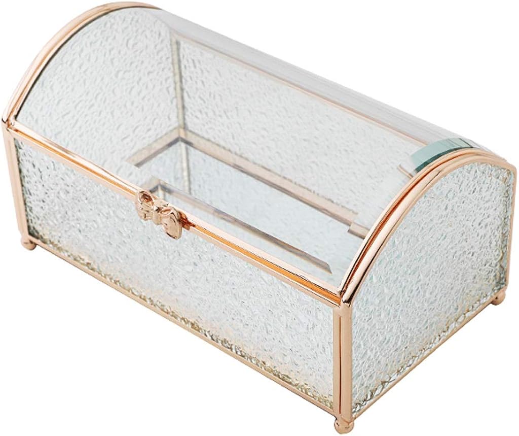 Clear Glass Jewelry Box Retro Luxury Jewelry Organizer Box with Lid and