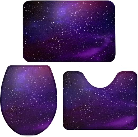 Amazon Com T H Xhome Non Slip Bath Rug Sets 3 Piece For Bathroom Purple Starry Sky Luxury Memory Foam Bathroom Mats U Shaped Contour Mat Toilet Lid Cover 20x31 16x20 16x18 Home Kitchen