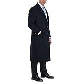 THE SUIT DEPOT Mens Single Breasted Wool Cashmere Full Length Overcoat