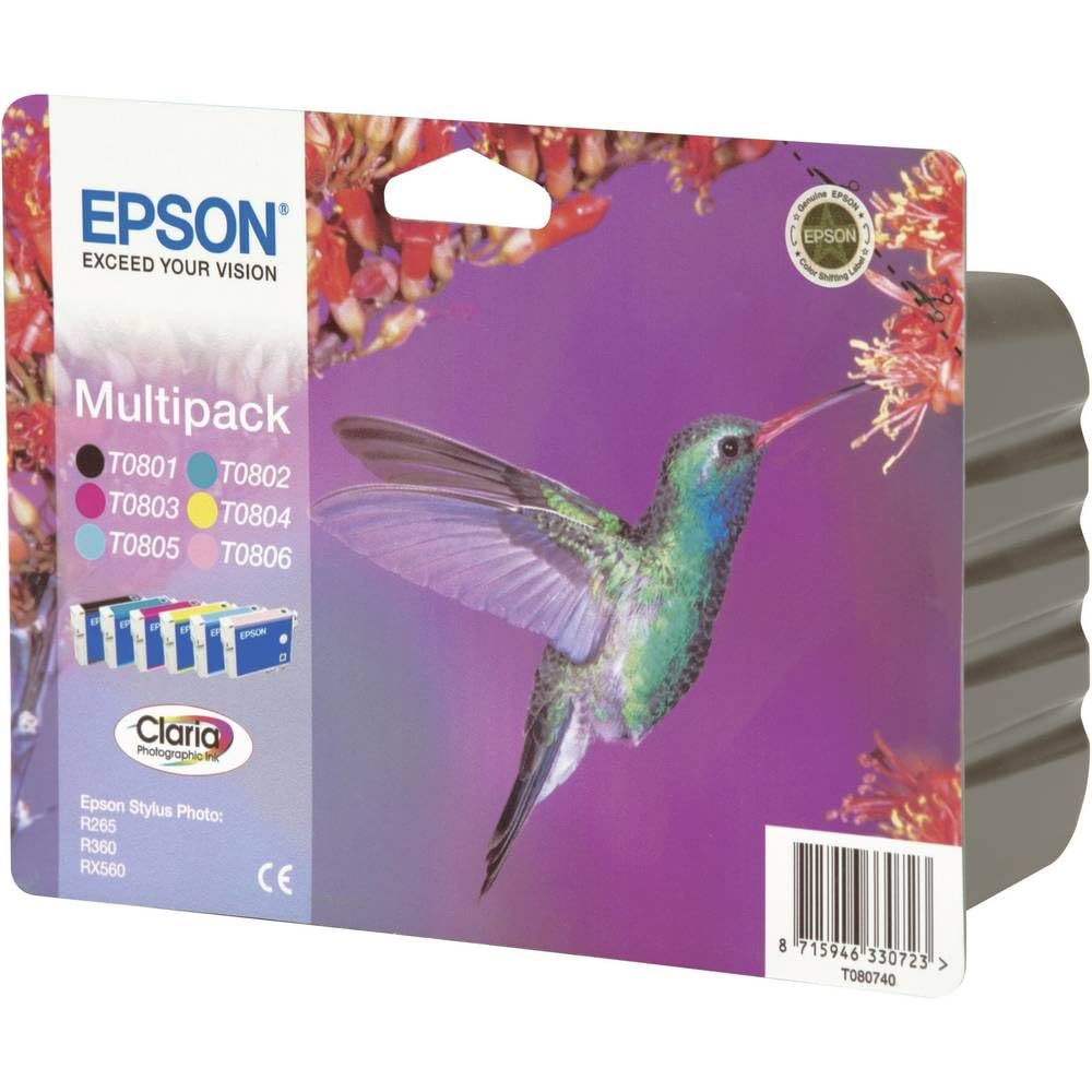 Epson T0807 Hummingbird Genuine Multipack, 6-colours Claria Photo HD Ink Cartridges — image 1