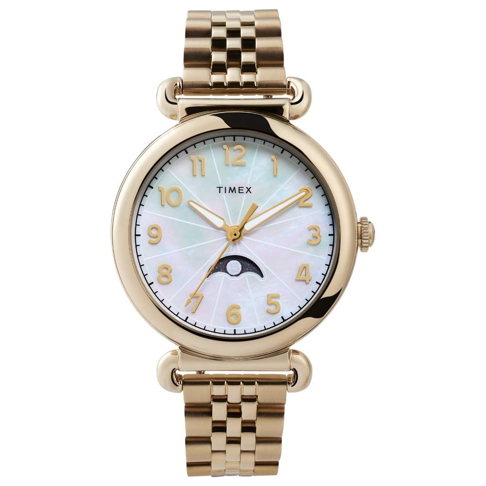 Timex Womens Analogue Quartz Watch with Stainless Steel Strap TW2T89500, Rose Gold