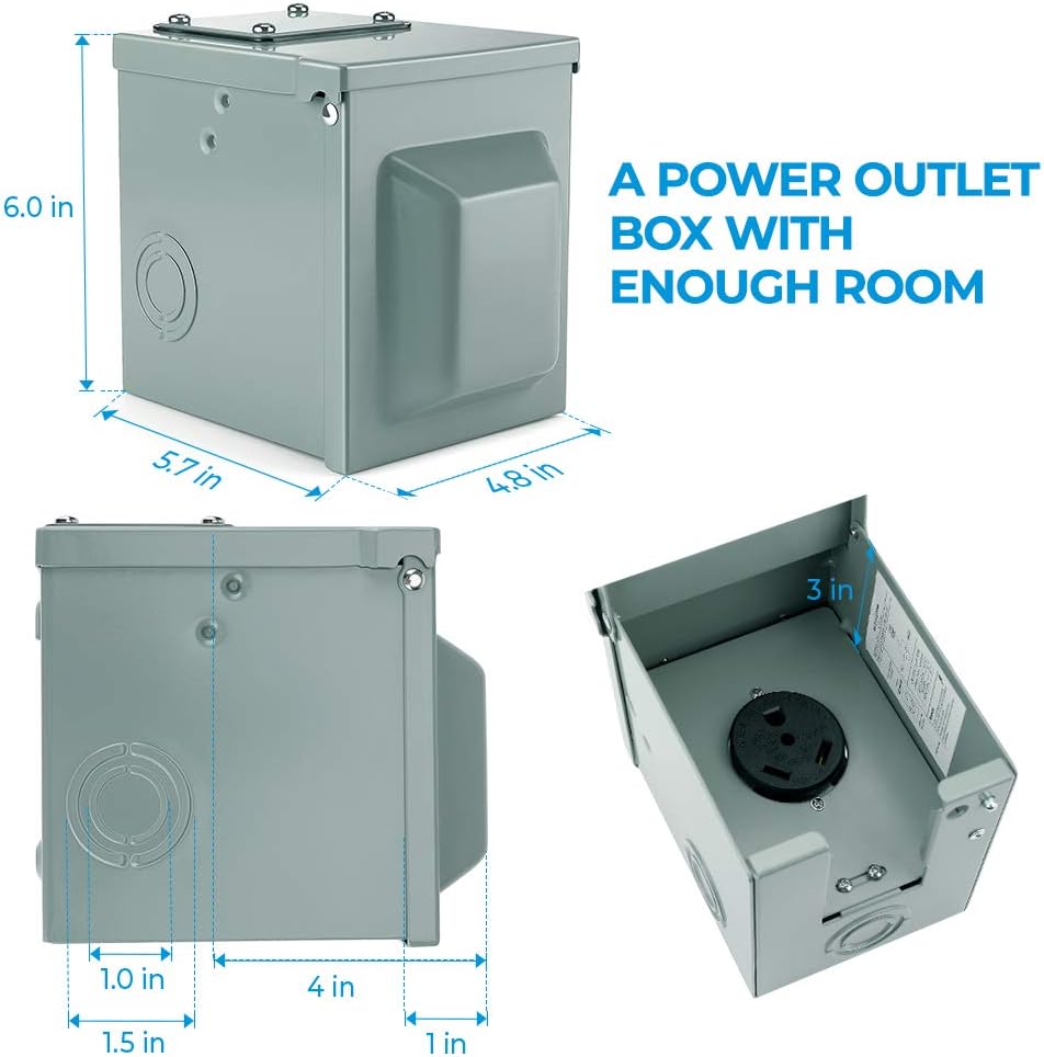 BougeRV 30 Amp 125Volt RV Power Outlet Box,Enclosed Lockable Weatherproof Outdoor Electrical NEMA TT-30 R Receptacle,ETL Listed,for RV Camper Travel Trailer Motorhome Electric Car Generator: Automotive