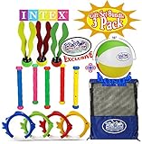 Intex Deluxe Underwater Swimming Pool Toy (4 Rings), Diving Sticks (5) Aquatic (3) Gift Set with Bonus Matty's Toy Stop 16