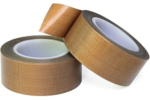 DGXINHONG High-Temperature Teflon Fabric Tape, 1"×33 ft ,2"×33 ft PTFE Tape for Vacuum Sealer Machine, Hand Impulse Sealers Insulation PTFE Coated Fiberglass Adhesive Tape Waterproof, Heat Resistant, Durable