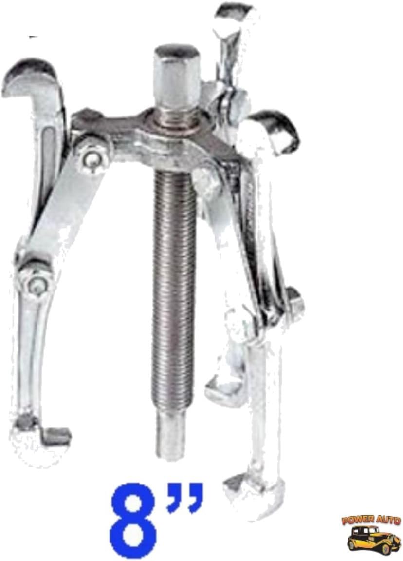 3 Jaw Gear Puller Set, 1 Piece Universal Removal Tool - (1 pc.) Standard, Long, XL Reach with 4 or 8 Position - Flywheel, Bearing, Pulleys, Slide Gears (8 Inch Puller)