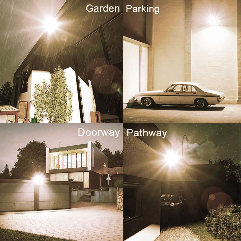 LED Motion Sensor Floodlight, PIR Security Light, 30W, 2400LM High Brightness and 3000K Warm White, IP65 Waterproof LED Lights for Yard, Garden, Garage, Playground, Party (black)