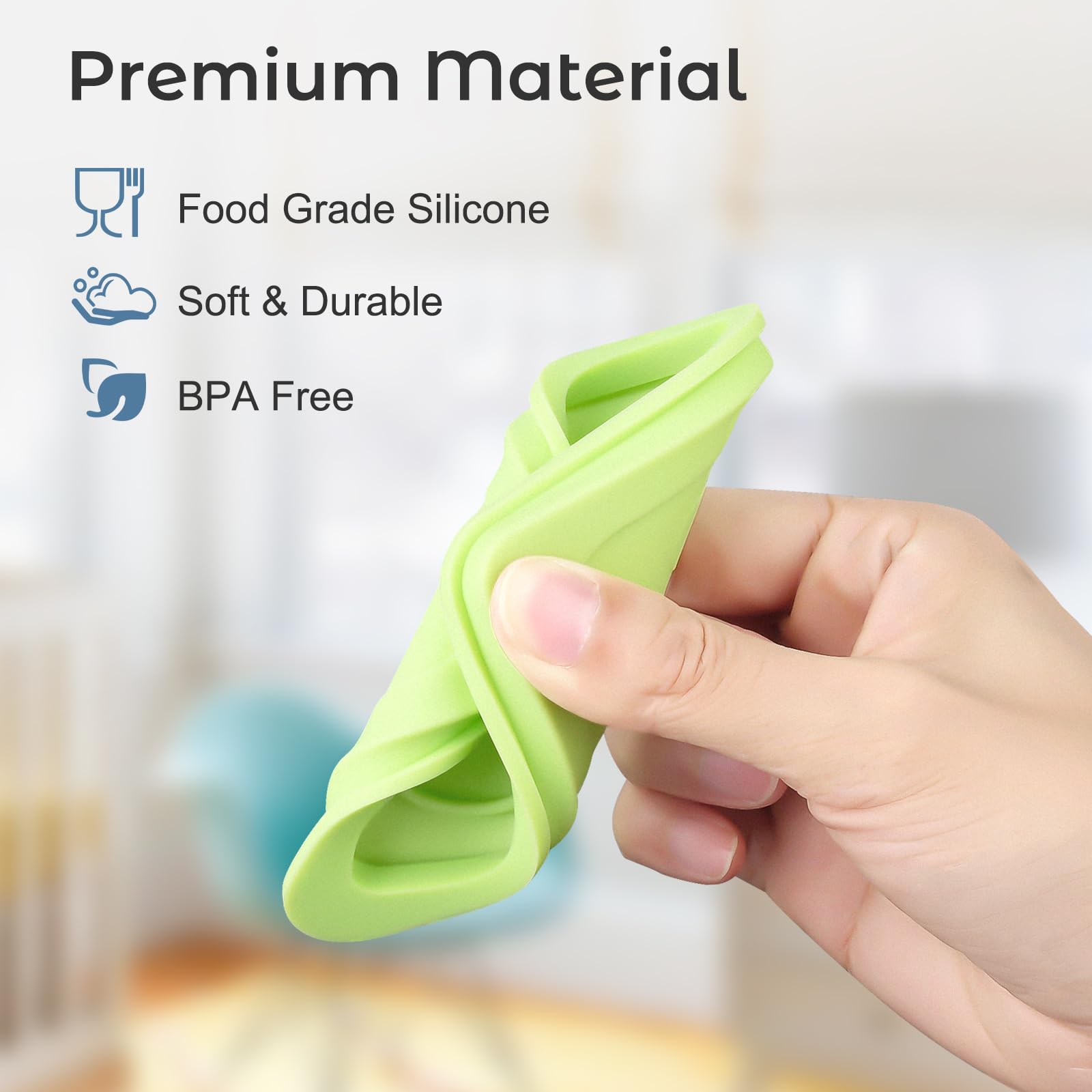 Baby Food Lids Compatible with Gerber Food Containers, BPA Free Silicone Baby Food Containers Lids for Baby Food Storage, Reusable and Dishwasher Safe - 4 Pack (Container not Included)
