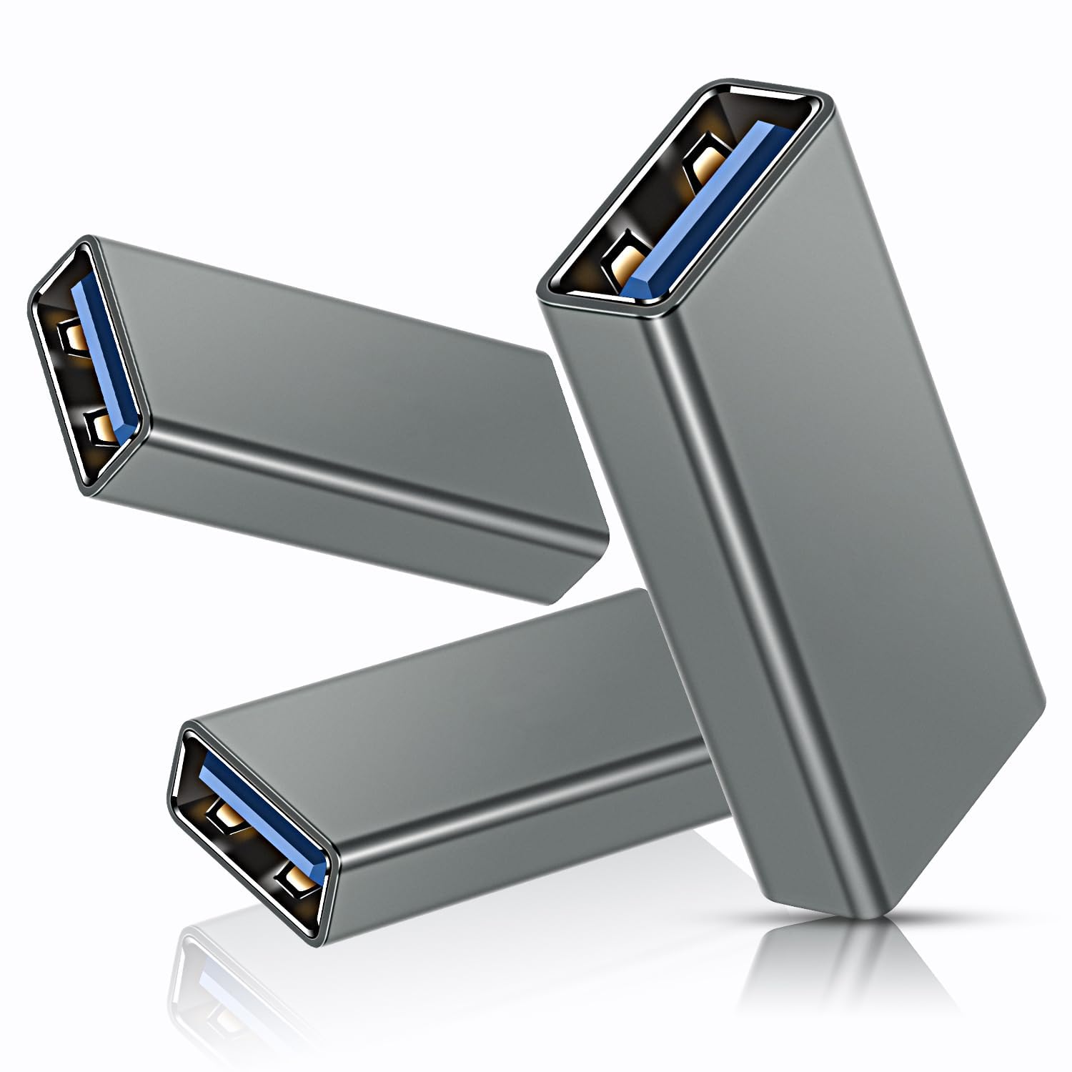 BASESAILOR USB Female to Female Adapter 3-Pack,USB 3.0 Coupler Extension Adapter Female to Female for Double Two Male Ends Connection Coupling Extension Connector