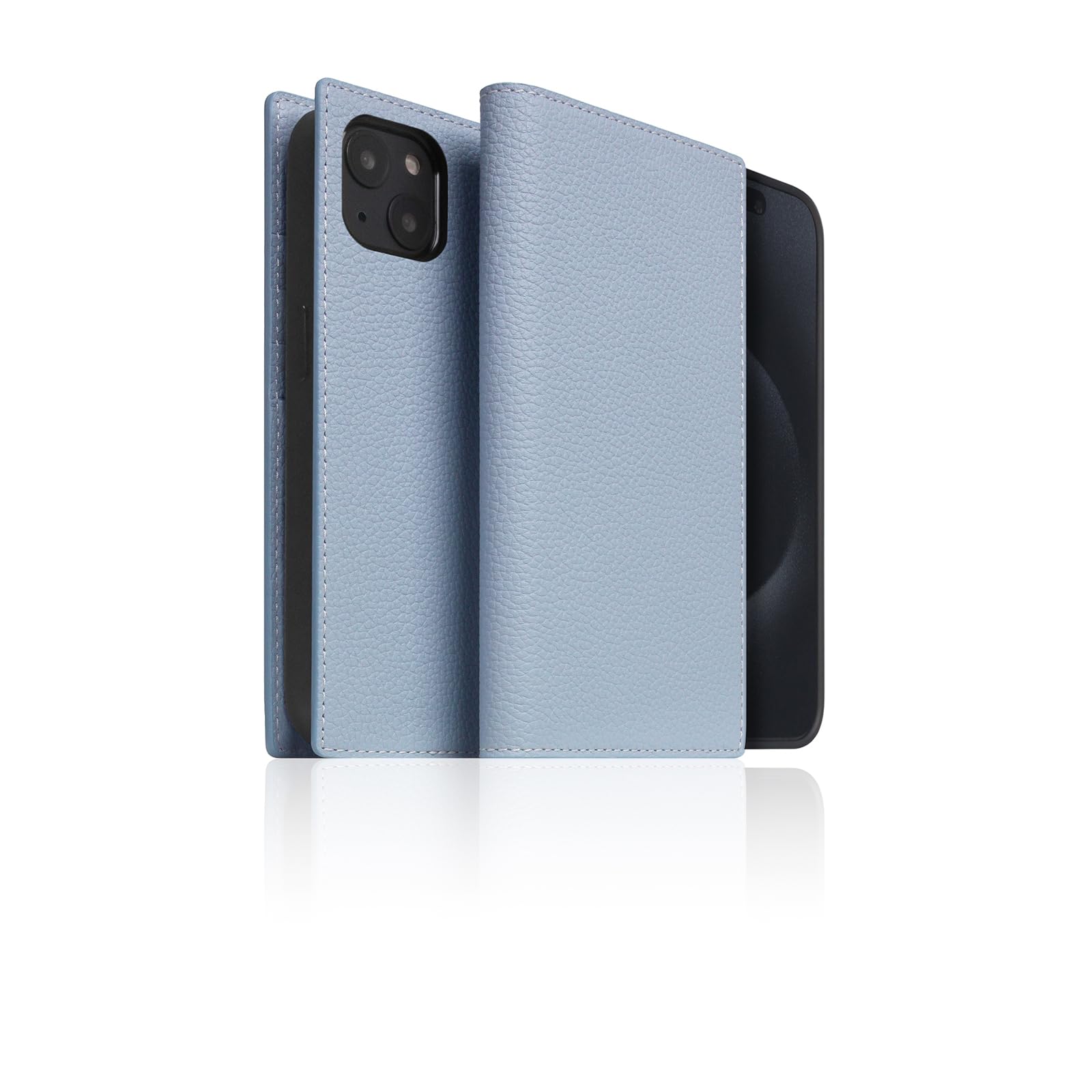 Photo 1 of SLG D8 Full Grain Leather Wallet Case for iPhone 15 - [2-in-1] Handcrafted Detachable Diary Style with Magnetic MagSafe Back Cover, Gift Box Included (Powder Blue)