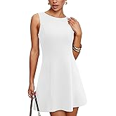 WIHOLL Women's Summer A-Line Sleeveless Boat Neck Mini Dress Club Party Little Short Dresses