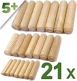 5Plus 21 Pcs Assorted Wooden Dowels M6 M8 M10 Grooved Fluted Pins Furniture view 8