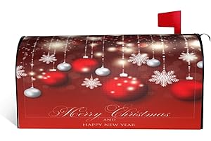 DADABULIU Christmas Mailbox Covers Red Glitter Snowflake Ball Magnetic Letter Post Box Cover Standard Size 25.5 x 21 Inch Garden Yard Home Decorative