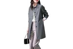 Women's Single Breasted Long Trench Coat Mid Long Classic Lapel Windproof Overcoat Slim Outerwear Coats