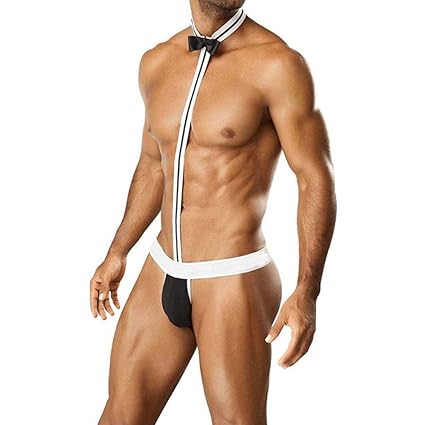 MEET MAX Herren Strings Netz Strand Badeanzüge Hosenträger Tanga Kellner Borat Unterwäsche