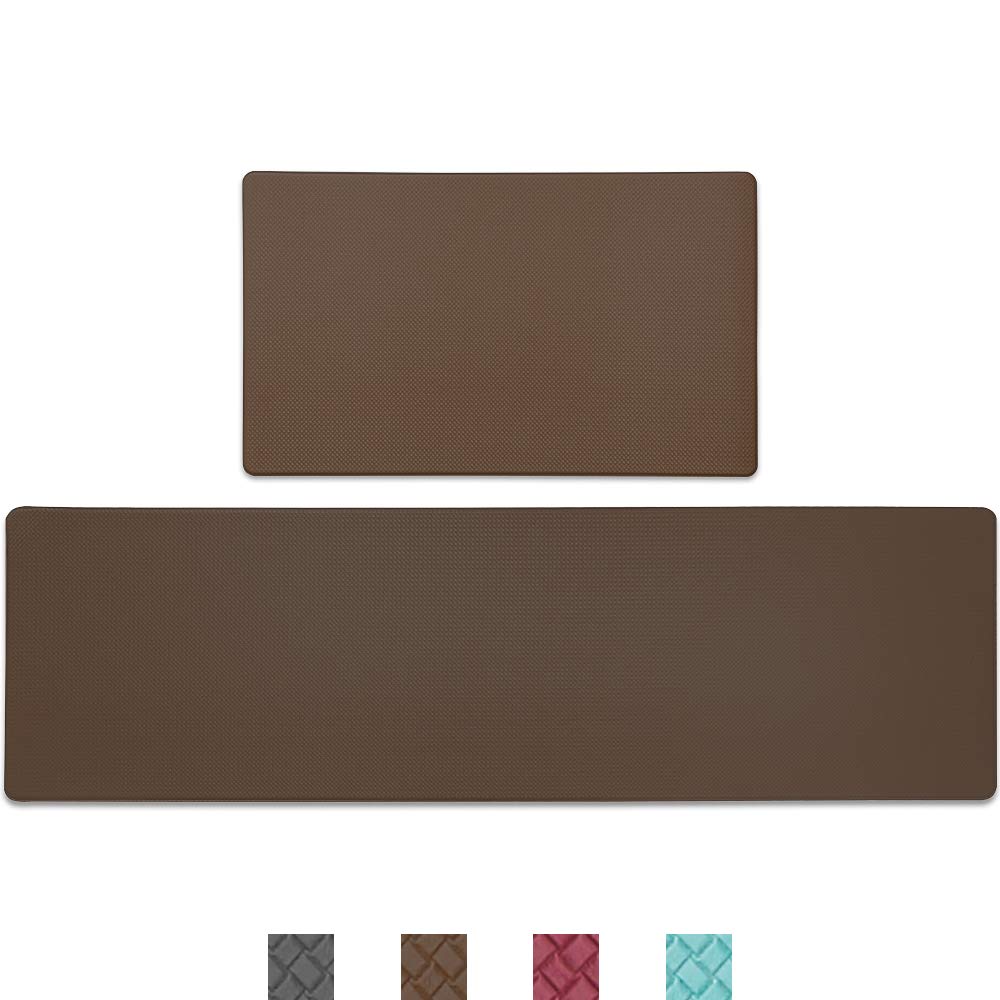 Color&Geometry Kitchen Rug Non Skid Waterproof Kitchen mats Cushioned Anti Fatigue Standing Mat 30"X18"+59"X18" Brown