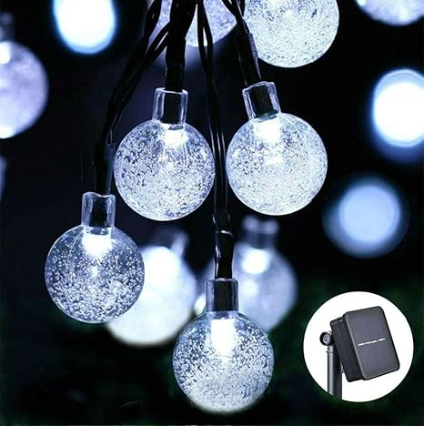 Qedertek Guirlande Solaire Extérieure 6m Guirlande Lumineuse Solaire Avec 30 Led Boules Ip65 Etanche Lampe Décorative Solaire Pour Jardin Dété