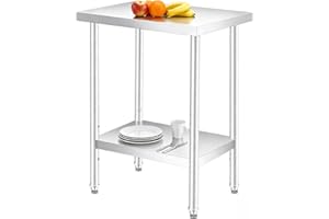 Stainless Steel Table NSF-Certified, 18" x 24" 2-Tier Prep Work Table with Adjustable Undershelf 1000 LBS Capacity, for Resta