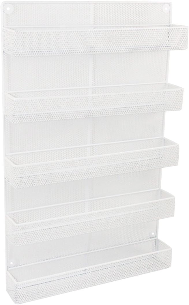 TQVAI 5 Tier Wall Mount Spice Rack Organizer Kitchen Spice Storage Shelf - Made of Sturdy Punching Net, White: Kitchen & Dining