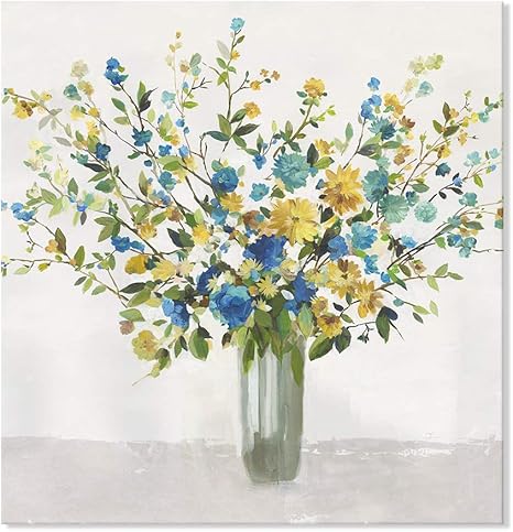 Amazon 7canvas 現代 花 風景画 淡い黄色の花束 キャンバス絵画 インテリアアート 壁飾り ウォールステッカー オンライン通販