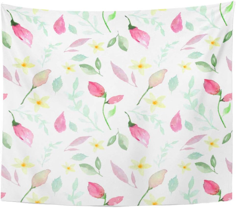 Suklly Tapestry Wall Hanging Dusty Rose Wedding Watercolor Flowers Roses Flower Blades Home Decor Polyester Living Bedroom Dorm 60 X 80 Inches Picnic Mat Beach Towel Bed Cover