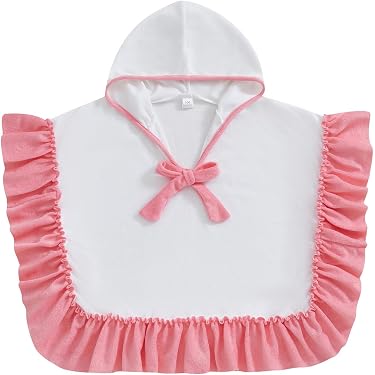 Mevireiy Baby Girls Swim Cover Up Terry Cloth Hooded Zip-Up Swimsuit