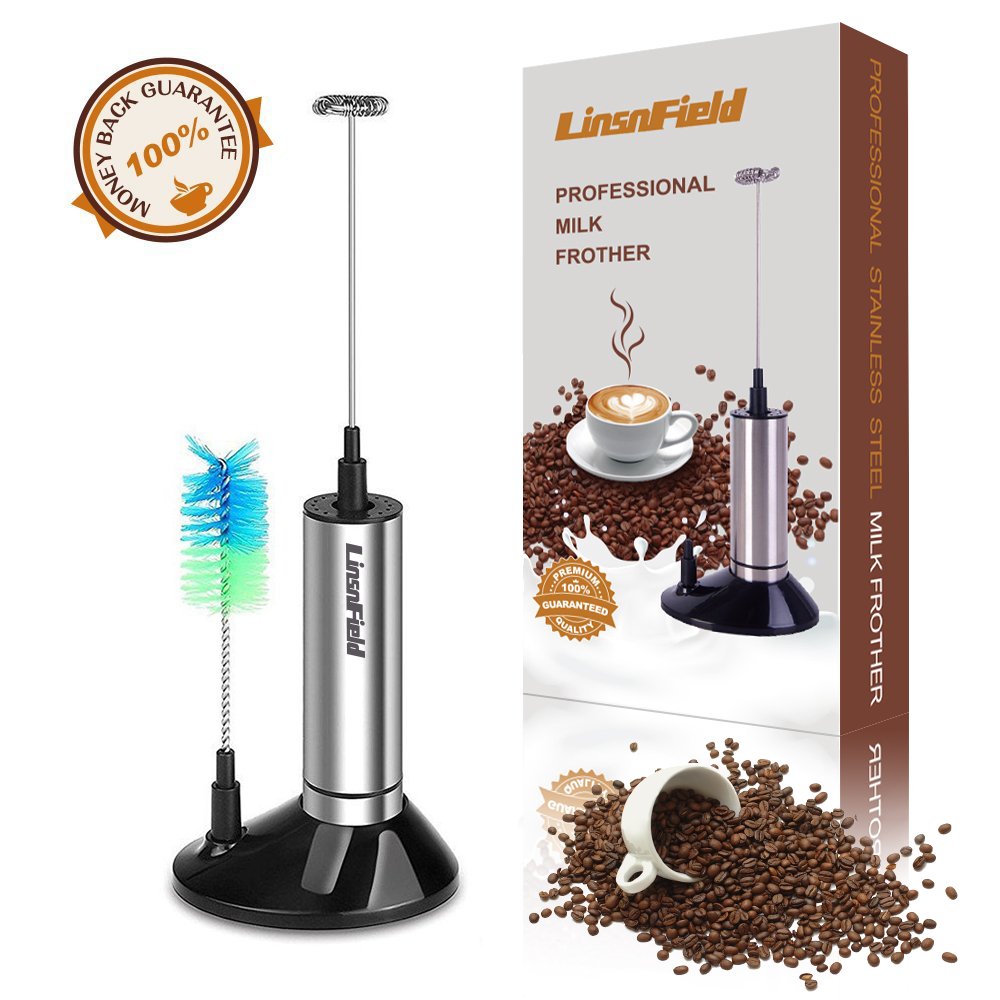 LinsnField® Electric Milk Frother Handheld for Coffee Stainless Steel
