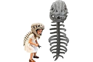 Realistic Dinosaur Skeleton Costume, Wearable Dinosaurs Skeleton Plush, Funny 3D Plush Dinosaurs Outfit With Skull Headpiece,