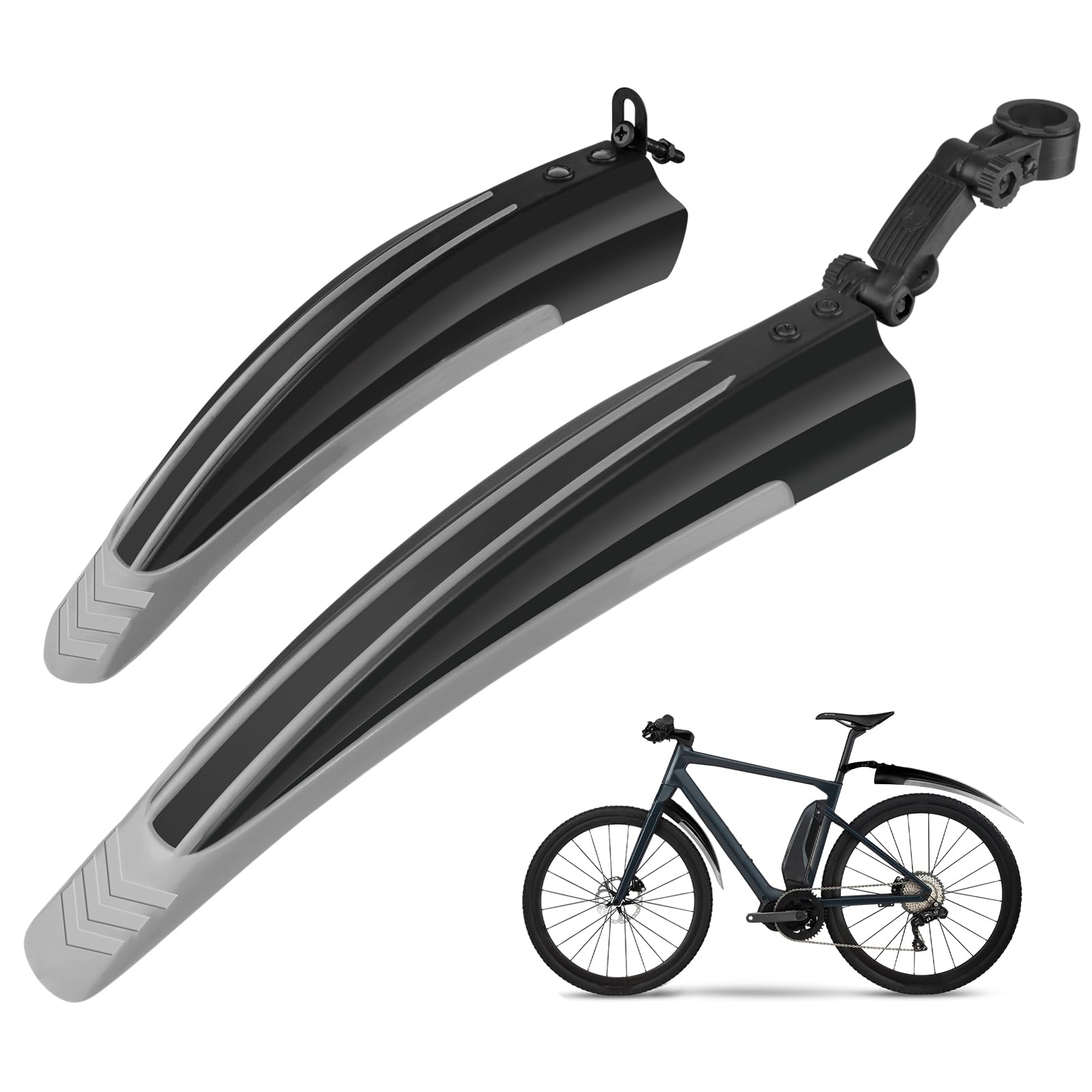 Ledeak Bike Mudguard Set, Portable Adjustable Road Mountain Bike Bicycle Cycling Tires Front and Rear Mud Guard Fenders for MTB Mountain Road Bike(Grey)