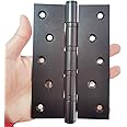 Heavy Duty Door Hinges Stainless Steel Ball Bearing Hinges 6 Inch Door Hinge for Interior & Exterior Doors Square Corners,Heavy Duty Wood Door with Mounting Hardware 2 Pack (Black, 6 Inch)