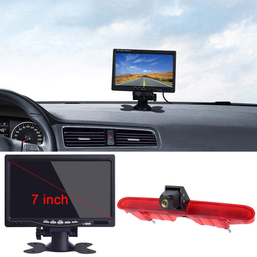 〔12mm Lens CMOS Camera + 7'' TFT LCD Monitor〕Car HD waterproof 3rd Brake Light Reverse Camera for Peugeot Partner 2 II Tepee Rifter 2008-2016/Berlingo 3 III 4 IV B9 Kasten ab Bj 2008-2020