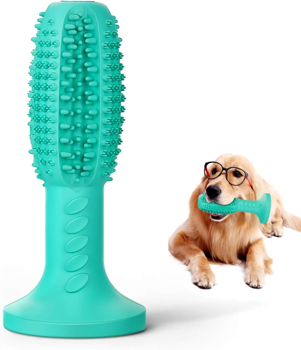 JAKPAK Dog Toothbrush Upgraded Dog Tooth Cleaning Stick Dog Dental Stick Toothbrush, Pet Dental Oral Care Non-Toxic Natural Rubber Bite Resistant Chew Toys for Dogs Mint