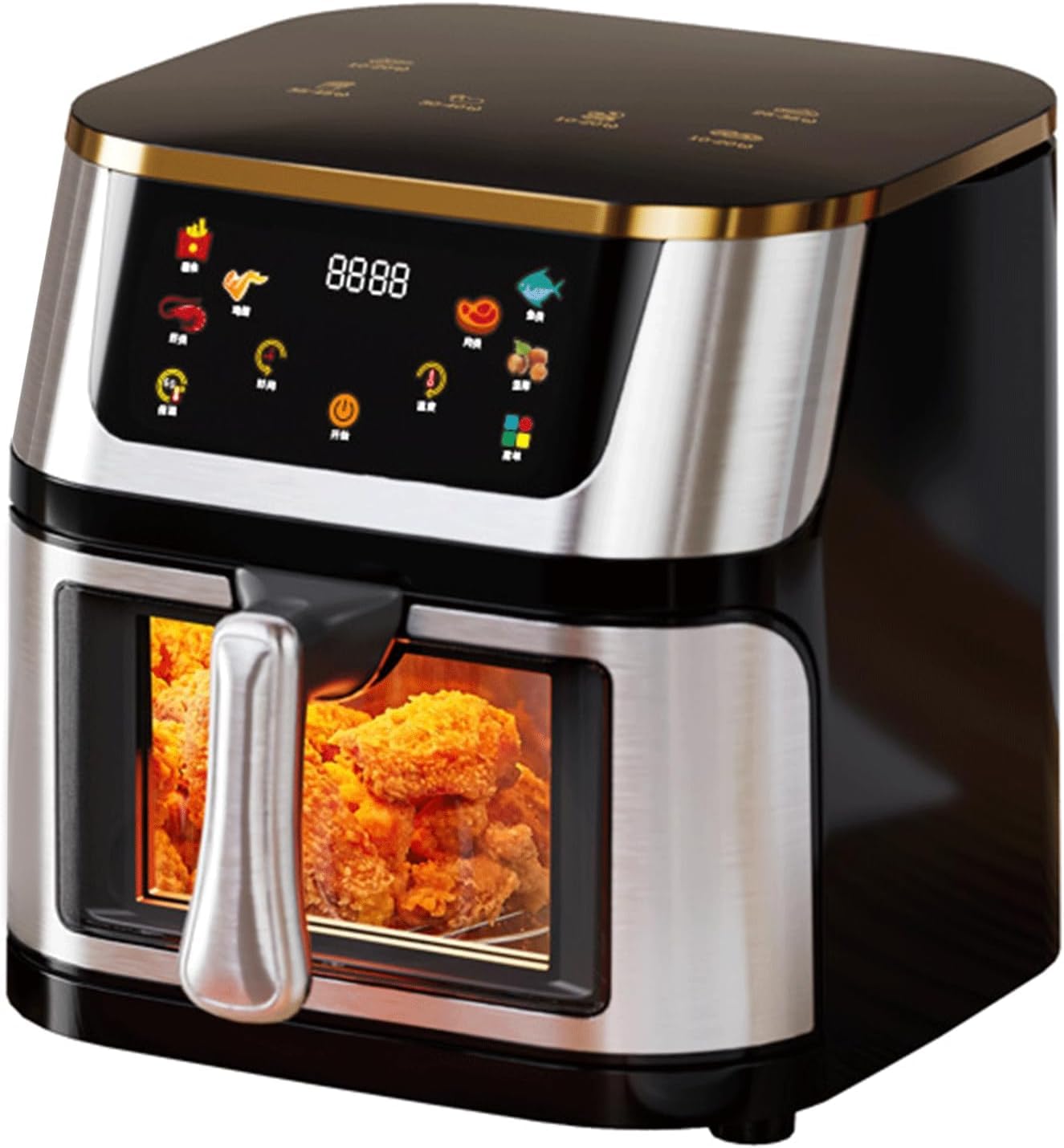 Photo 1 of **** DAMAGE ON HANDLE ******* AK Air Fryer 10L Large Capacity Digital Touchscreen – Family Size Oil-Free Hot Air Fryer with 1400W Power, 360° Surround Heating, Healthy Low-Fat Cooking Appliance, ABS+PP+Stainless Steel Body