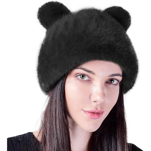 Amazon.com: Women Faux Fur Bucket Hat Cute Bear Fisherman 