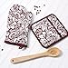 DII Cotton Damask Oven Mitt 12 x 6.5 and Pot Holder 8.5 x 8 Kitchen Gift Set, Machine Washable and Heat Resistant for Cooking and Baking-Wine
