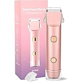 Bikini Trimmer for Women - Painless Electric Shaver, Travel Cordless Shaving Kit, 2-in-1 Shaver, IPX7 Waterproof, Easy to Clean, Compact and Portable, USB Rechargeable, PINK