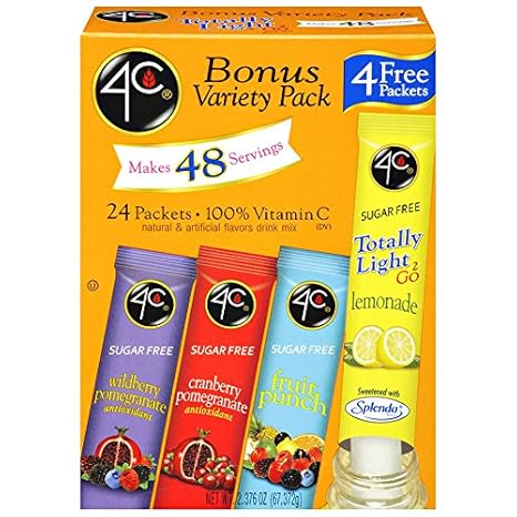 4C Totally Light To Go Variety Pack Sugarfree Drink Mix 24 Sachets 67