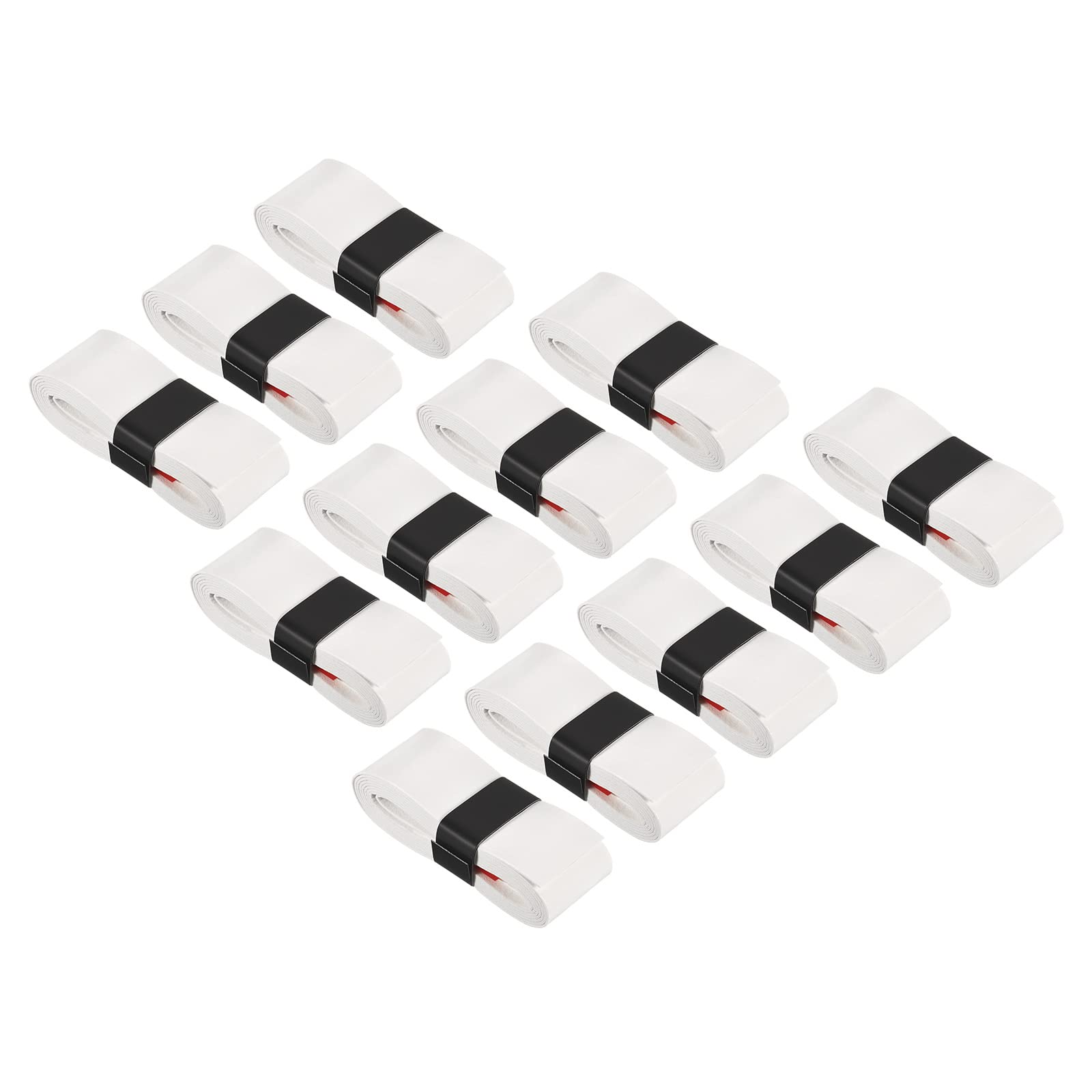 PATIKIL 43.3" Tennis Racket Grip Tape, 12 Pack PU Overgrip Stretchy Non-Slip Absorb Sweat for Badminton Fishing Rod, White