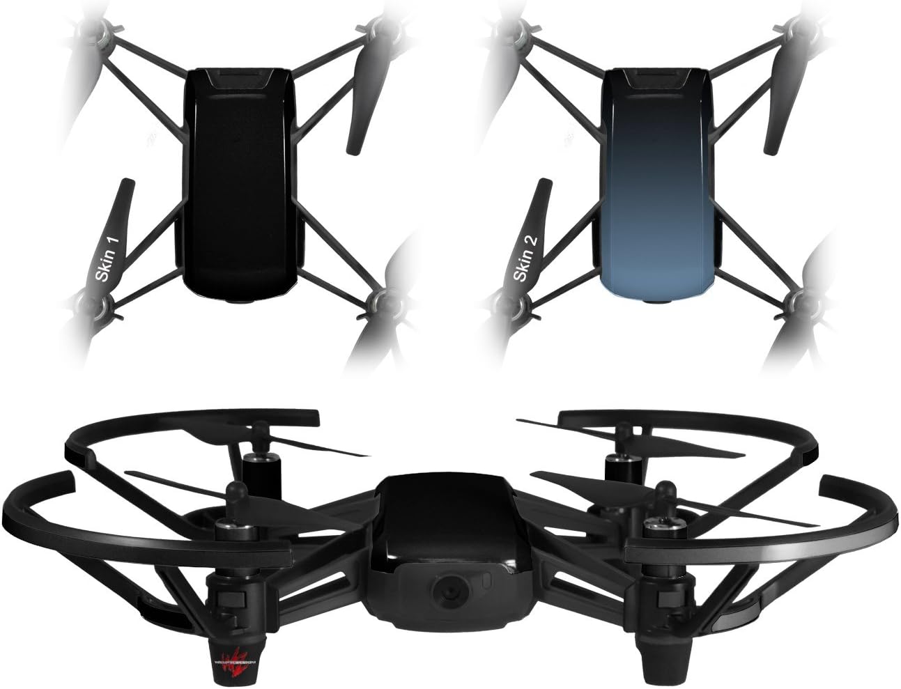 Skin Decal Wrap 2 Pack for DJI Ryze Tello Drone Solids Collection Color Black Drone NOT Included
