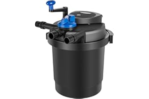 Anbull Bio Pressure Pond Filter, 1580GPH Pressurized Biological Pond Filter with 11watt Light, Pond Filter System with Convenient Cleaning Crank Handle for Fountain Pool, Koi Fish Aquarium Tank